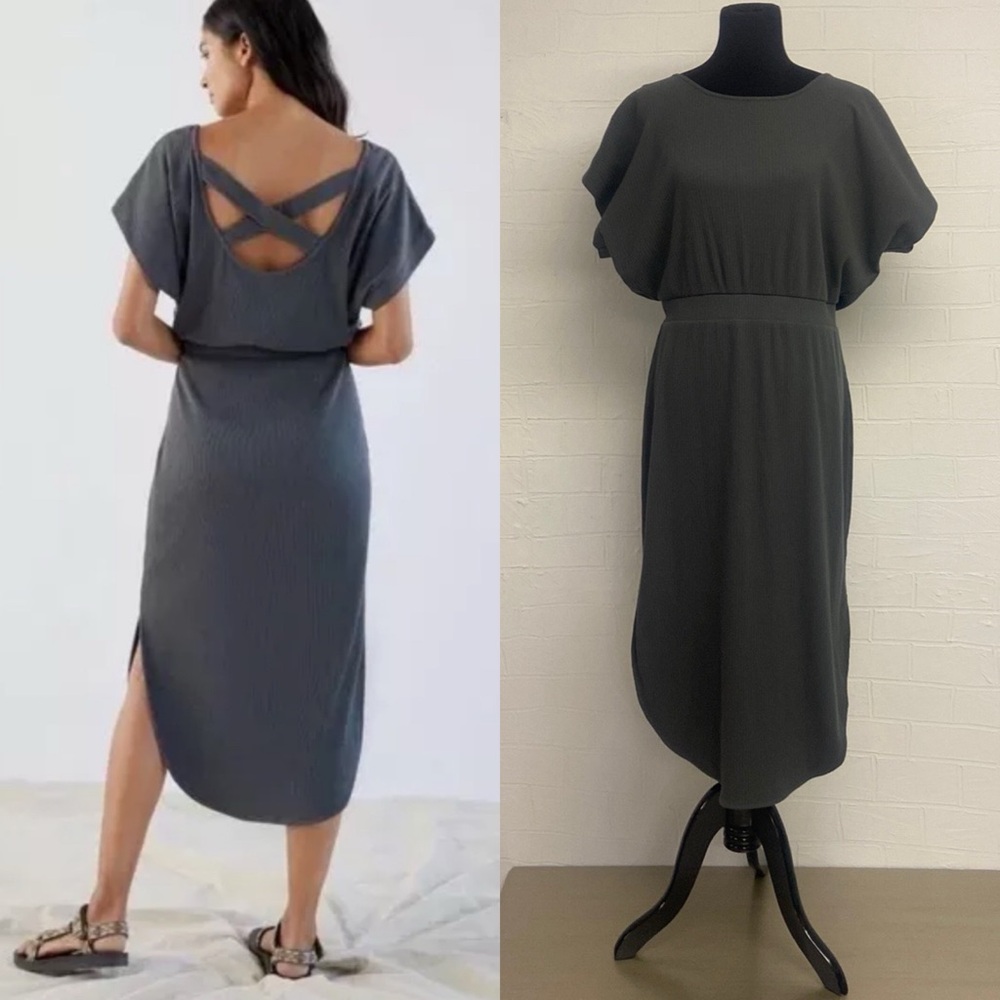 Anthropologie, Grey Knit Maxi Dress, Size M, Daily Concepts, Ribbed Knit Casual